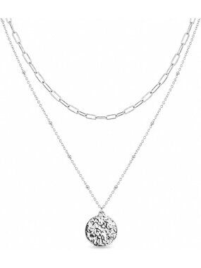 2-Piece Layered Paperclip Necklace Set for Women - Gold/Silver, Waterproof, 18K